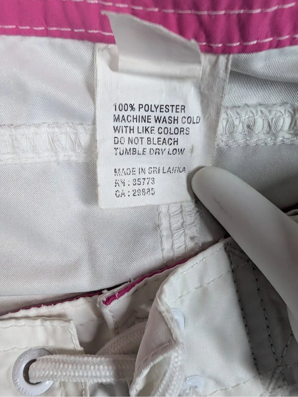 O'Neill Womens 11 White Pink Board Shorts Surf Swim Beach Drawstring Stretch